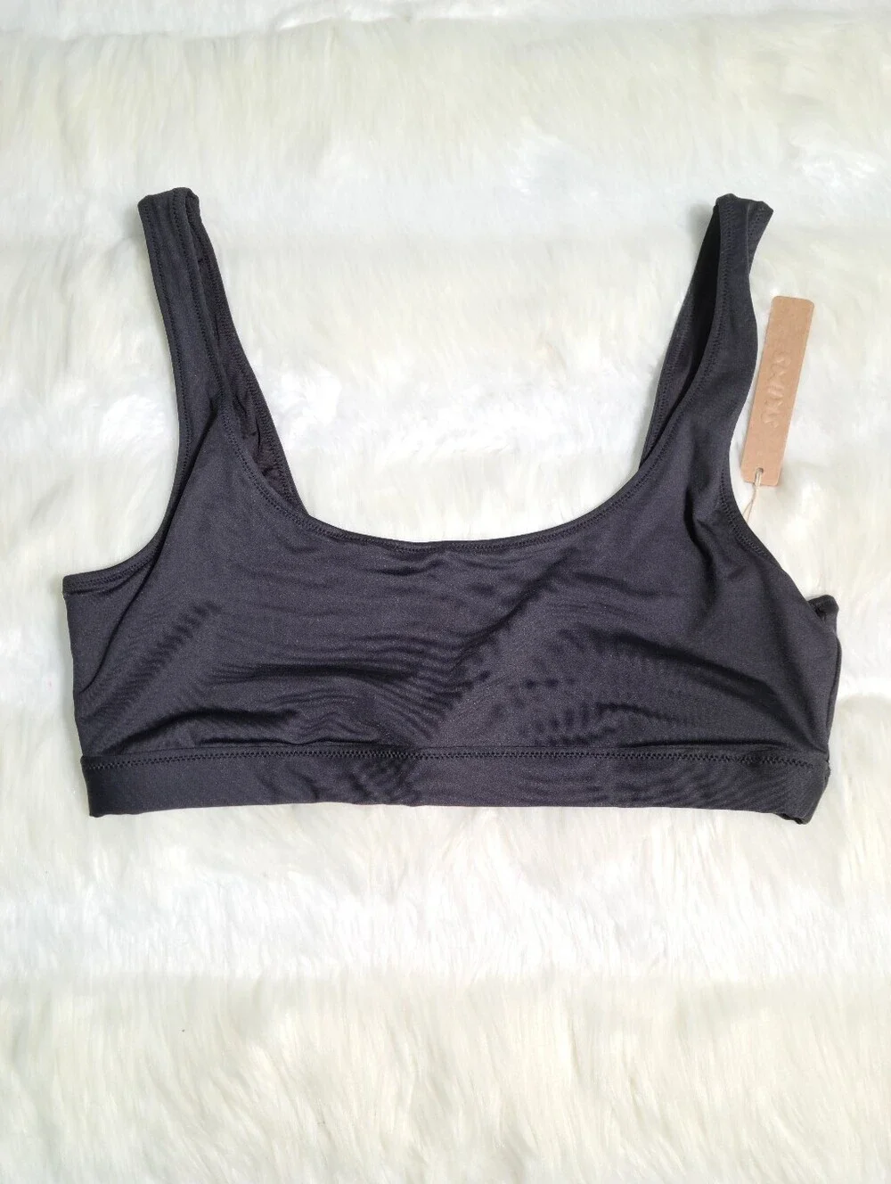 SKIMS Signature Swim Tank Bikini Top Black Onyx Women Medium NEW